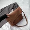 Large capacity monochromatic PU shoulder bag for women simple and versatile classic commuting style casual