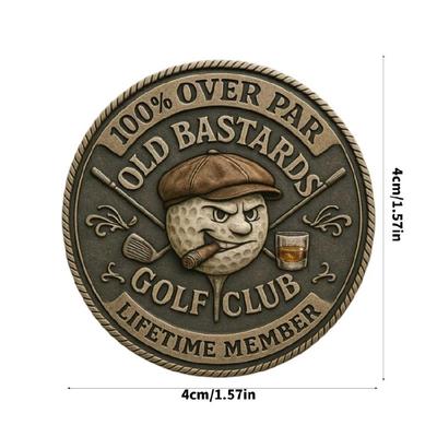 Moneda de Golf 'Over Par Old Bastards', Regalo Humorístico para Golfista, Marcador de Bola de Golf Novedoso, Accesorios de Golf Divertidos para Hombres y Mujeres