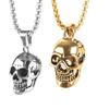 Pendentif Collier Tête de Mort en Acier Inoxydable Punk Rapper Homme Collier Tête de Mort Gothique Personnalisé Cadeau en Acier Inoxydable