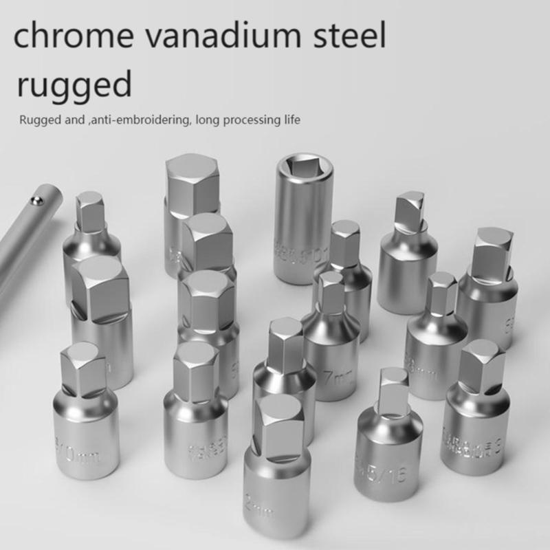 Heavy Duty Car Alloy Steel Socket Wrench Kit For Automotive Maintenance Includes 18 Precise Fit Socket And Storage Case