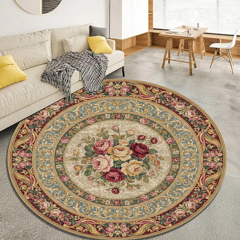 Rose Gorgeous Round Area Rug,Carpet Rug for Living Room Bedroom Sofa Playroom Decor,Non-slip Floor Mat62