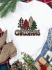 (Asian Size) Plaid Tree Cute New Year Festival Women Print Holiday Tee Top  Merry Christmas Casual Lady Short Sleeve Fashion Graphic T-shirts