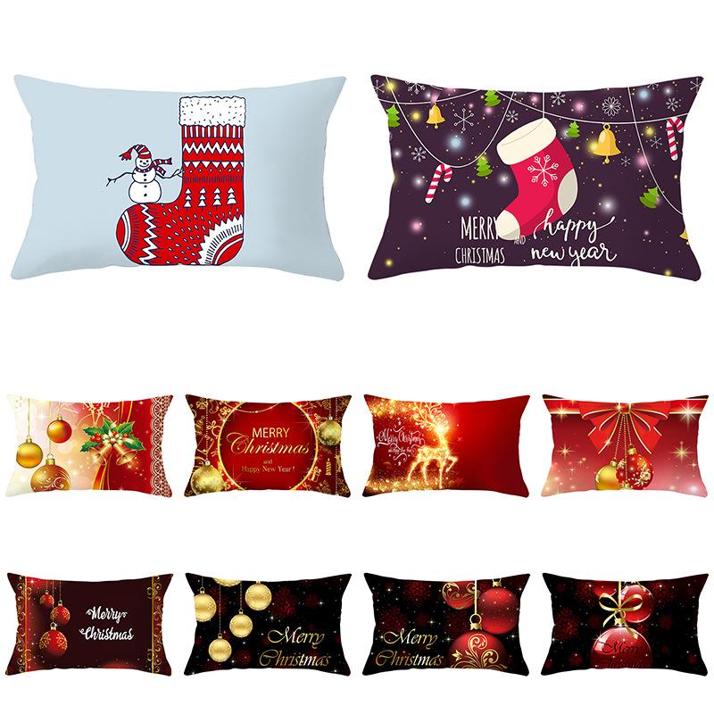 Christmas Simple Print Series Peach Skin Waist Pillowcase Home Sofa Pillowcase Office Pillowcase