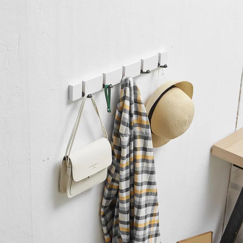 1 Pcs Creative Wooden Row Hook Foldable Clothes Bag Key Hanging Hook Living Room Coat Rack Hangers Household Items