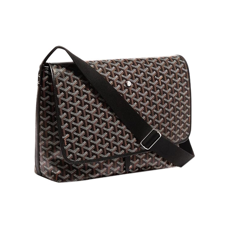 Goyard CAPETIEN Canvas With Leather Messenger Bag, Shoulder Bag, Crossbody Bag Medium Unisex Black CAPETIMMLTY-01CG01P