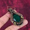 Faceted Zambian Emerald Gemstone Pendant Copper Wire Wrapped Handmade Jewelry