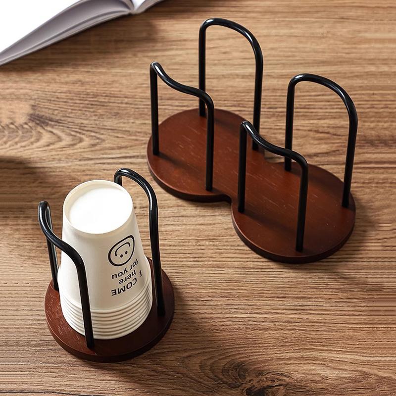 Luxury Disposable Cup Storage Holder Water Tea Cups Dispenser Rack Shelf with Longer Stick Mug Display Stand Home Organizer