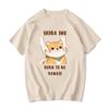 Shiba Inu Dog T Shirt Kawaii Cartoon Print Tshirts Girls Clothes Summer Short Sleeve Tops 100% Cotton Tees Women Oversized Shirt