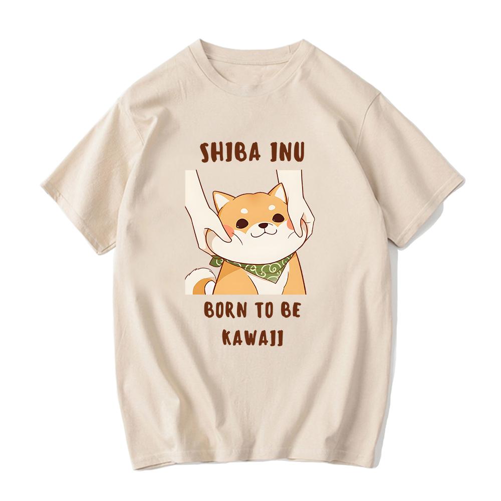 Shiba Inu Dog T Shirt Kawaii Cartoon Print Tshirts Girls Clothes Summer Short Sleeve Tops 100% Cotton Tees Women Oversized Shirt