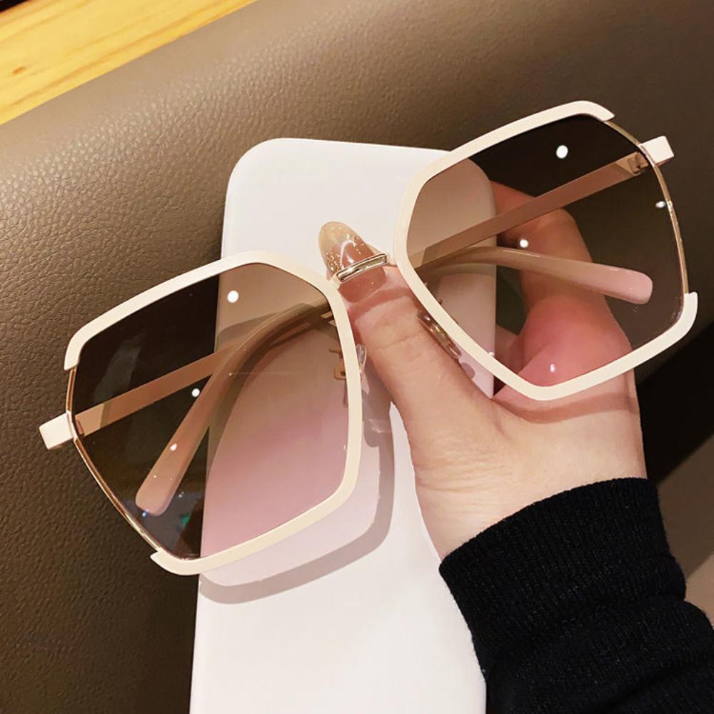 Brand New Square Sunglasses Oversized White Tea Original Brand Design Sun Glasses Female Shades Travel Sunshade Uv 400