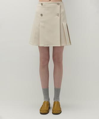 Clove [26Ss Clove] Classic Pleated Button Skirt (Light Beige)