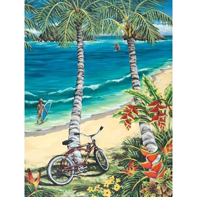 New 5D DIY Diamond Painting Beach Sunset Diamond Embroidery Scenery Cross Stitch Full Round Drill Crafts Home Decor Gift