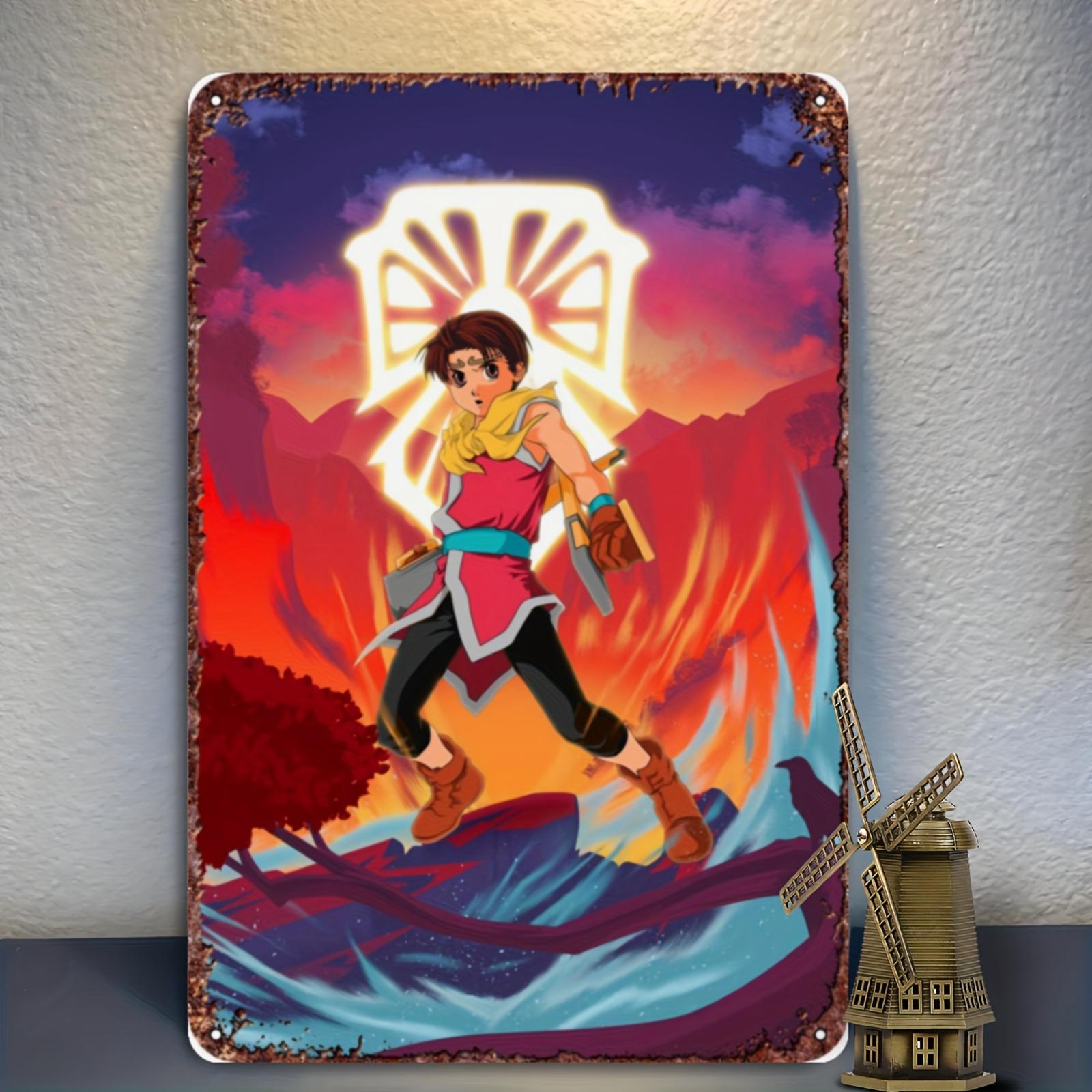 Эпическая металлическая табличка Suikoden II Аниме Ретро Винтажное Оловянное Настенное Искусство с Яркими Цветами Долговечное Железо Для Помещений и Улиц Без Рамки 20x30cm（7.8x11.8inch）