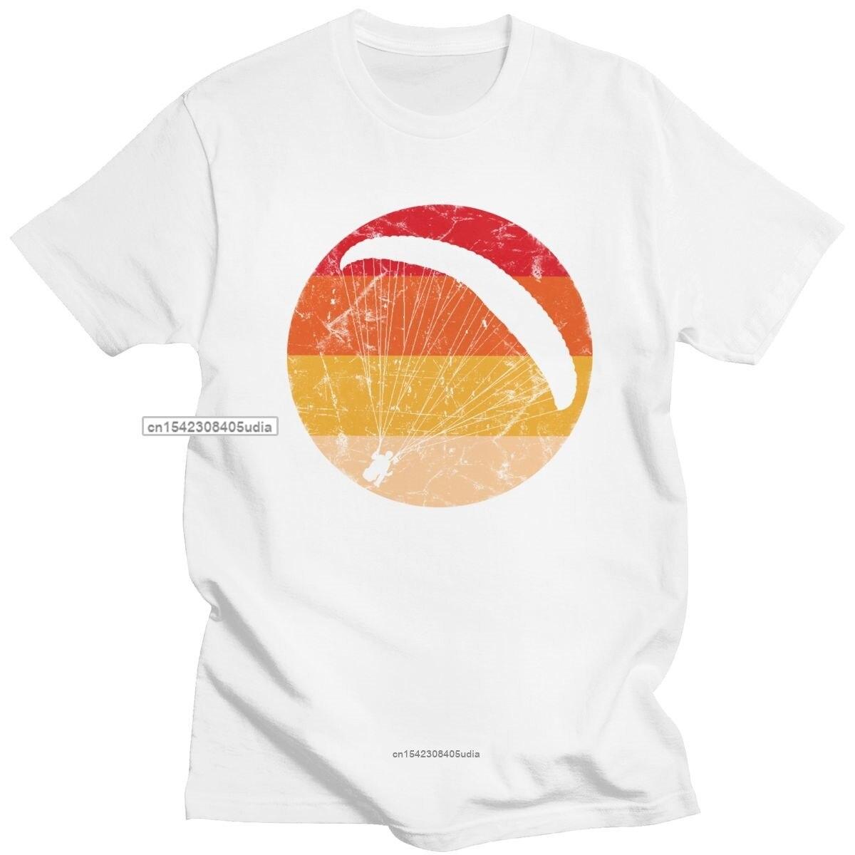 Fashion Retro Paragliding Tshirt For Unisex Short Sleeve Leisure Paraglider Paramotor Parachute T Shirts Pure Cotton Tee Tshirt S