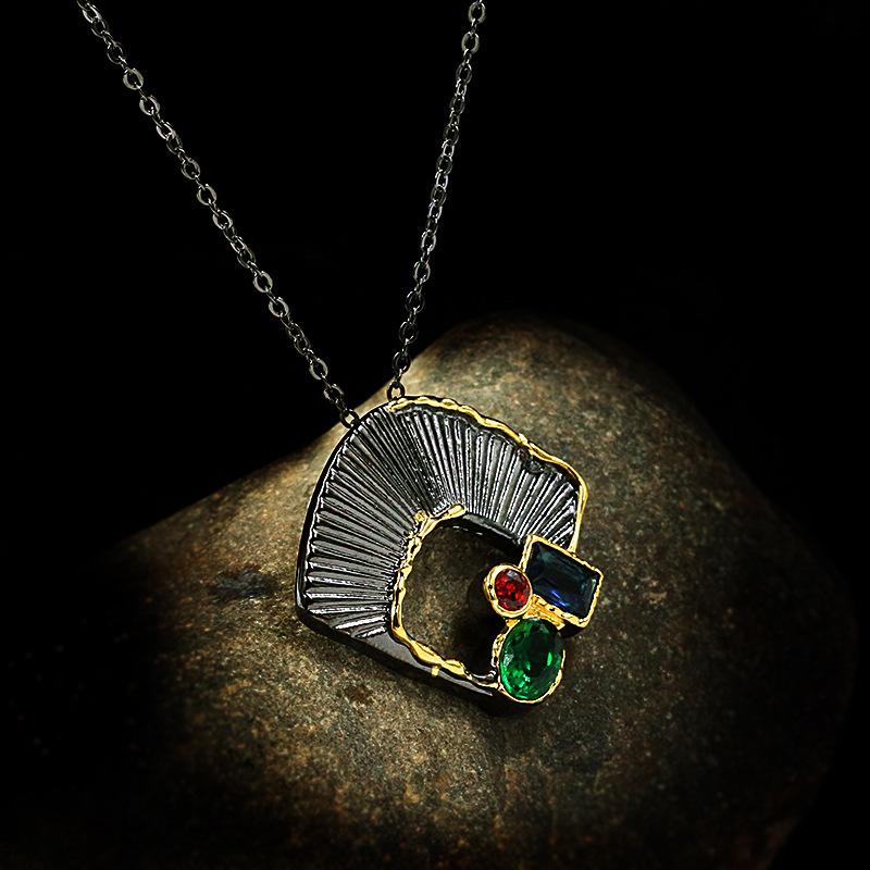 

Ожерелье с полностью бриллиантовыми листьями гинкго черного и золотого цвета, двухцветное, веерная цепочка на ключицу