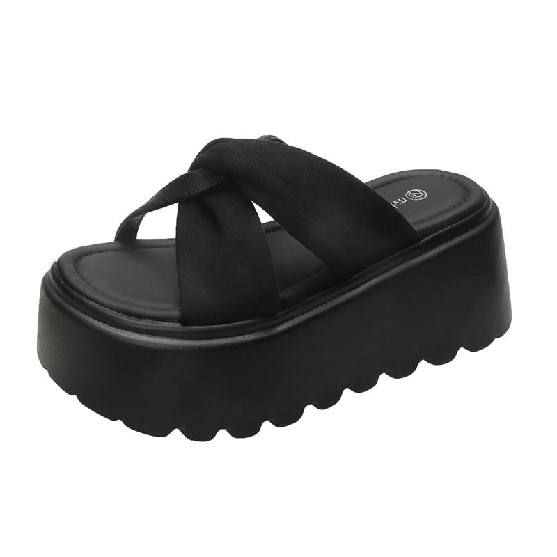 8CM NEUE Lässige Keil-Slipper für Damen Sommer Rutschfeste Plateau-Sandalen Frau Offene Zehen Bequeme Damen Klobige Strand-Slipper