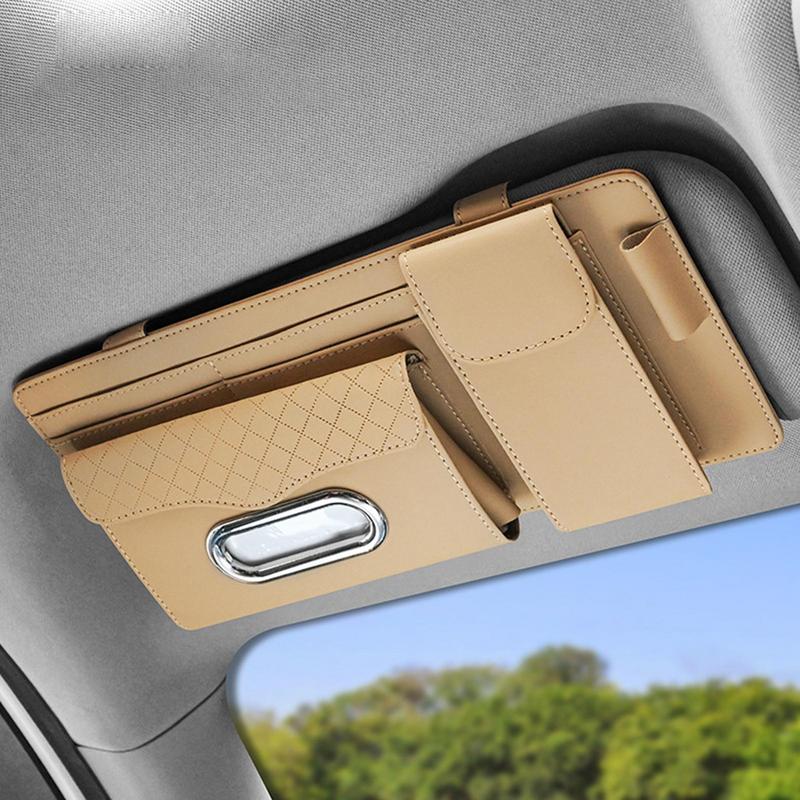 Visor Organizer Auto Storage Bag Sunglasses Holder Visor Card Holder Sun Visor Pouch Tissue Holder Truck Visor Organizer For