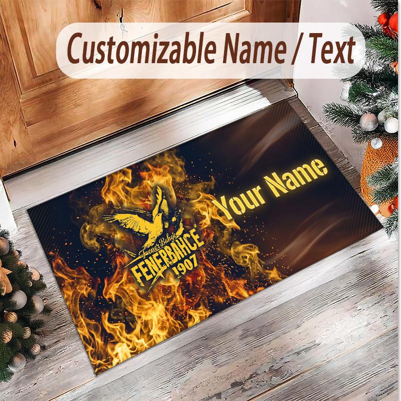 Personalized Crystal Velvet Carpet Fenerbahçe FC Pattern Non Slip Floor Rug