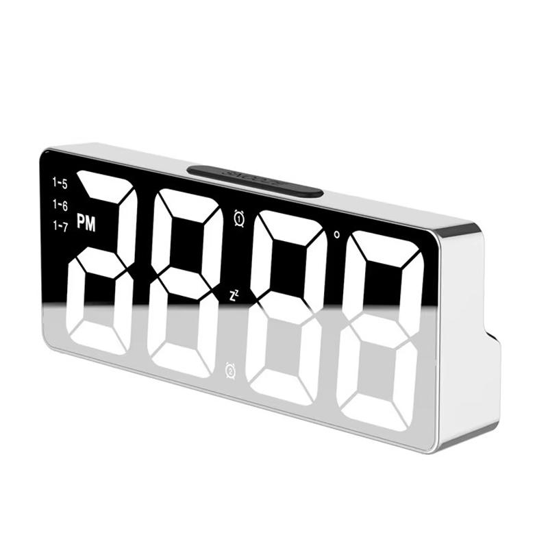 Voice Control Digital Alarm Clock Led Digital Clock Bedroom Alarm Clock Tabletop Led Watch Adjustable Brightness 12/24H NZ003