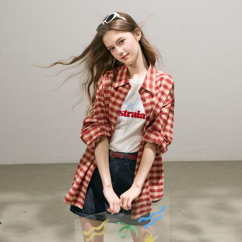 SanCai 2026 Autumn Plaid Loose Lapel Shirt