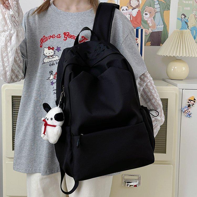 Schoolbag Women's 1011 New Large-capacity Ins Mori Solid Color Simple Schoolbag Junior High School Student Travel Backpack