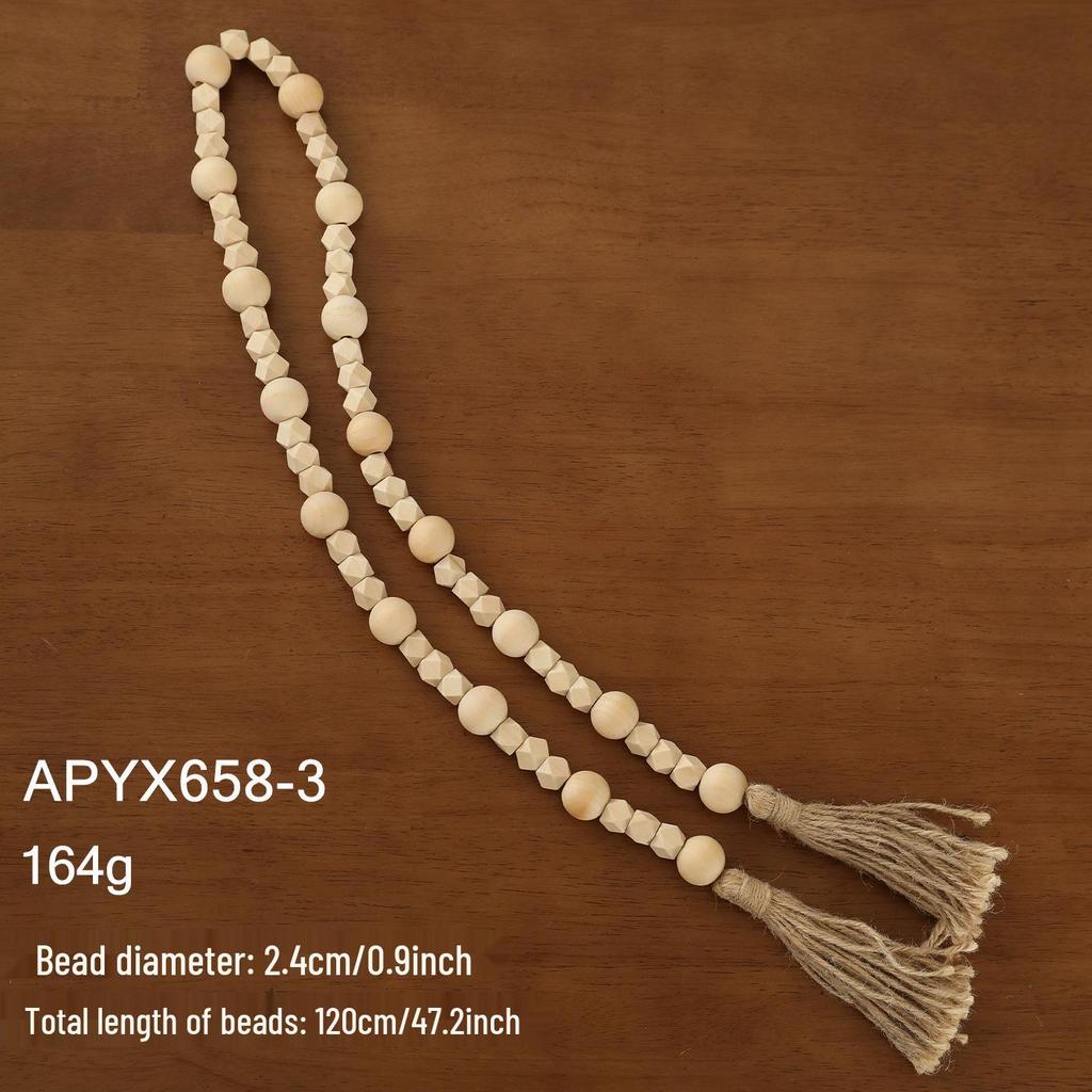 Long Wooden Beaded Garland for Fireplace & Christmas Tree Decor