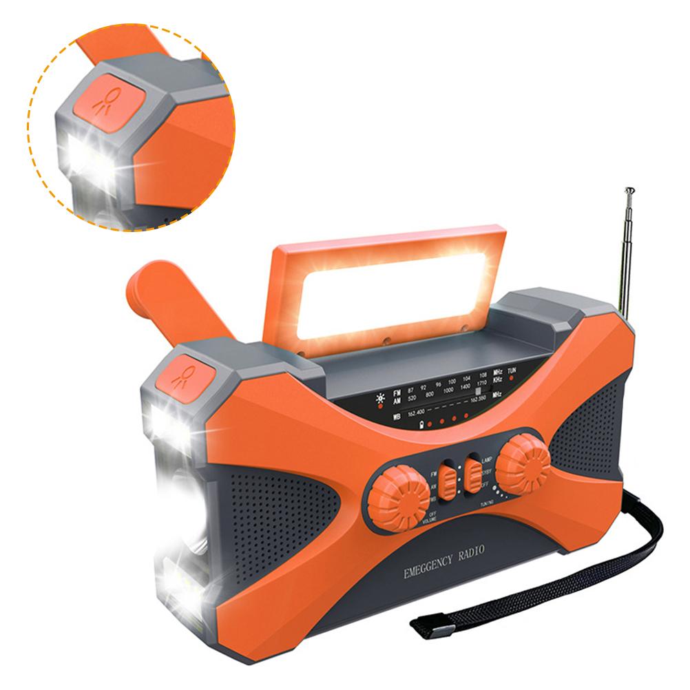 Radio solaire d'urgence rechargeable à manivelle avec lampe de poche portable AMFM multifonctionnelle