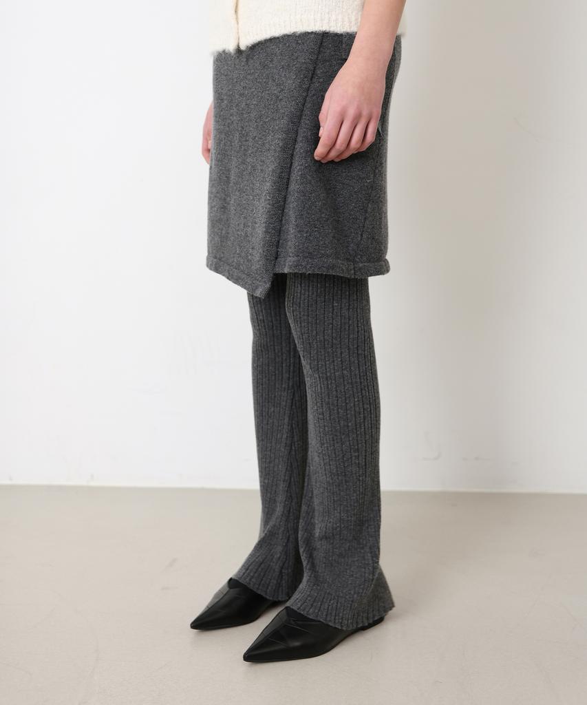 Daenkeudieo Layered Knit Wrap Set Pants - Charcoal