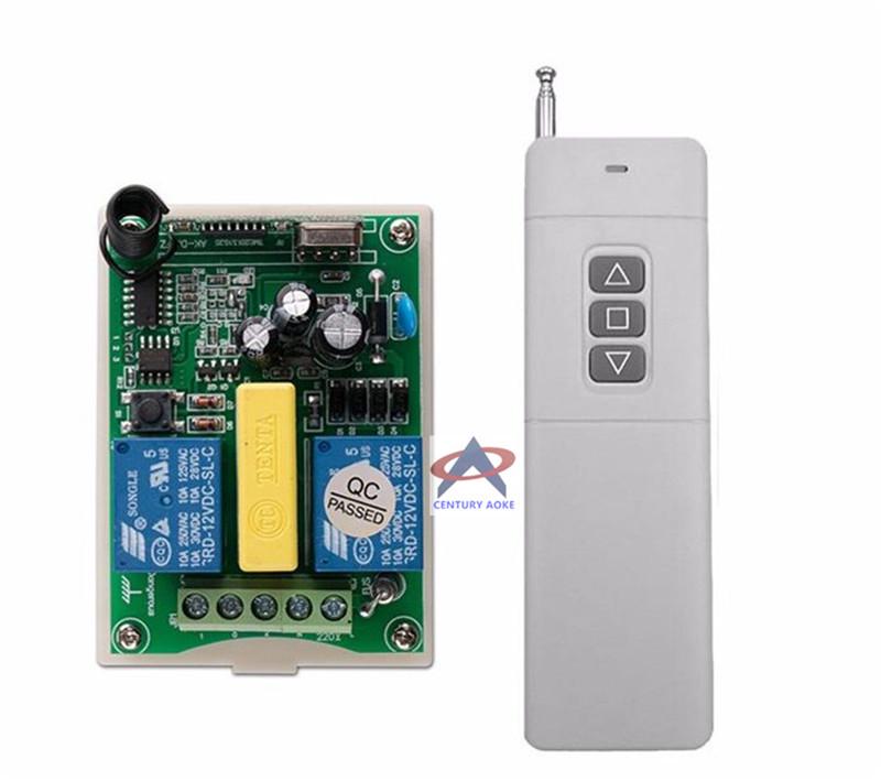 AC220V Two-Way Remote Control Switch with Motor Reversal & Long-Distance 3-Key Remote 433 MHz