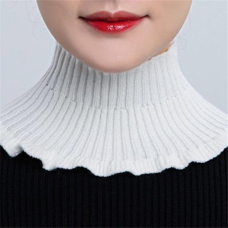 Warm Knitted Fake Collar Women Turtleneck Ruffles Knitted False Fake Collar Detachable Neck Warmer Winter Windproof Fake Collars