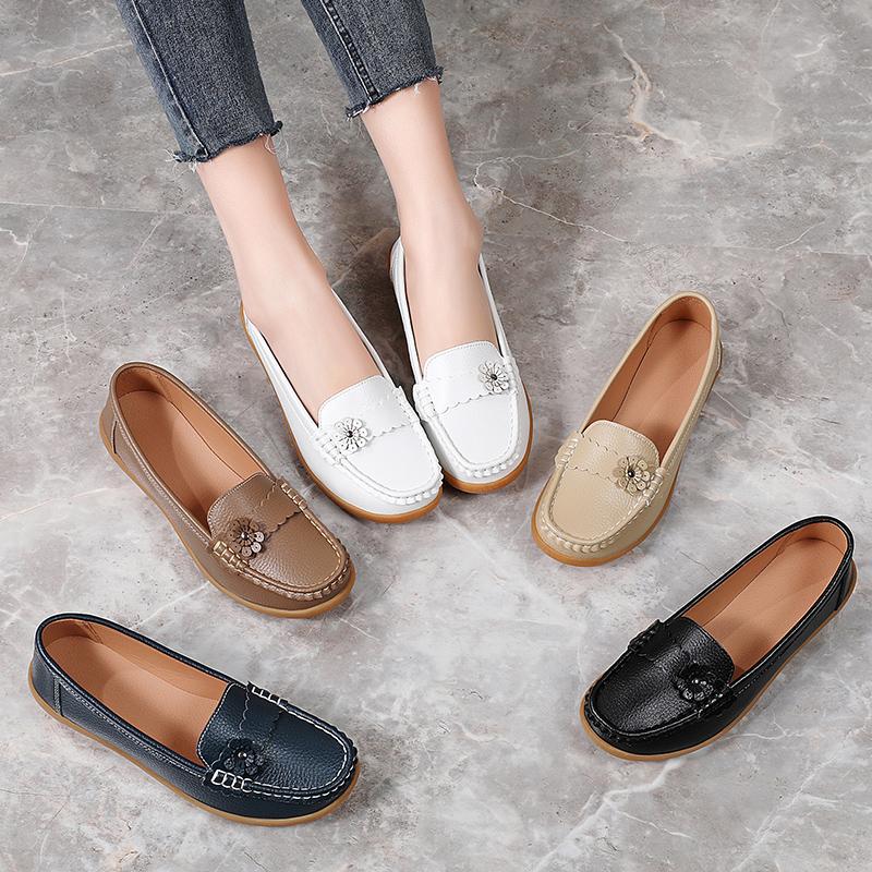Scarpe Basse da Donna Mocassini Scarpe da Guida in Pelle Mocassini Floreale Casual Slip-on Estive Scarpe da Infermiera per Madre Taglie Grandi