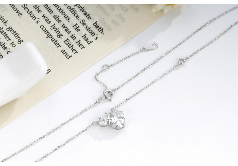 S925 Sterling Silver Zircon Bow Gourd Necklace for Women - Elegant, Versatile Clavicle Chain Pendant