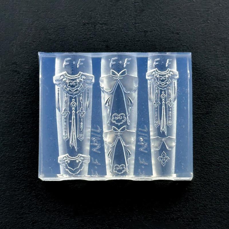 Chinese Style Cloud Shoulder Apparel Nail Art Mold 3D High-Transparency Silicone Carved Template Nail Art Accessories