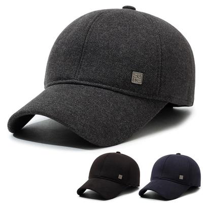 Men's Autumn Winter Warm Ear Protection Cap Middle-Aged and Elderly Cotton Cap Dad Cap Coldproof Cap Outdoor Velvet Thick Baseball Cap