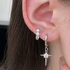 2pc/set Shiny Zircon Cross Star Earrings for Women Men New Fashion Stainless Steel Ear Bone Nail Ear Accessories Sparkle Jewelry
