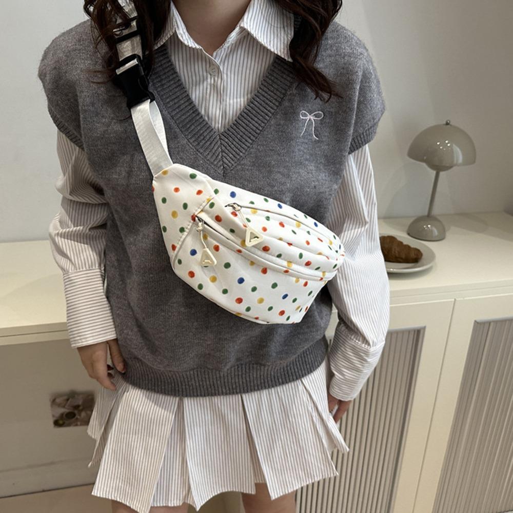 

Colorful Polka Dot Crossbody Chest Bag Waterproof Running Waist Bag Cute Sports Fanny Pack Unisex