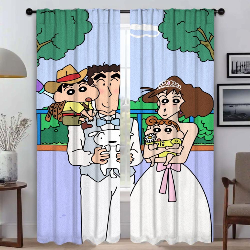 CrayonS ShinS ChanS Blackout Curtains for Living Room Curtain Shades Tulle for Bedroom Home Interior Curtains 2 Pieces Partition