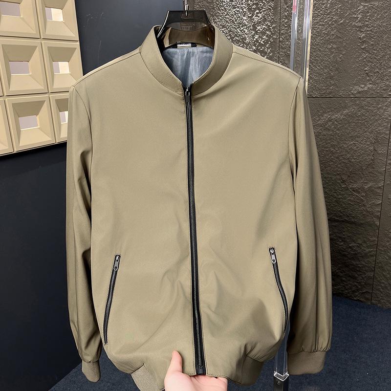 Men s High-End Casual Stand Collar Solid Zipper Jacket - 2025 Autumn Outdoor Business Coat XL [135-145 jin]