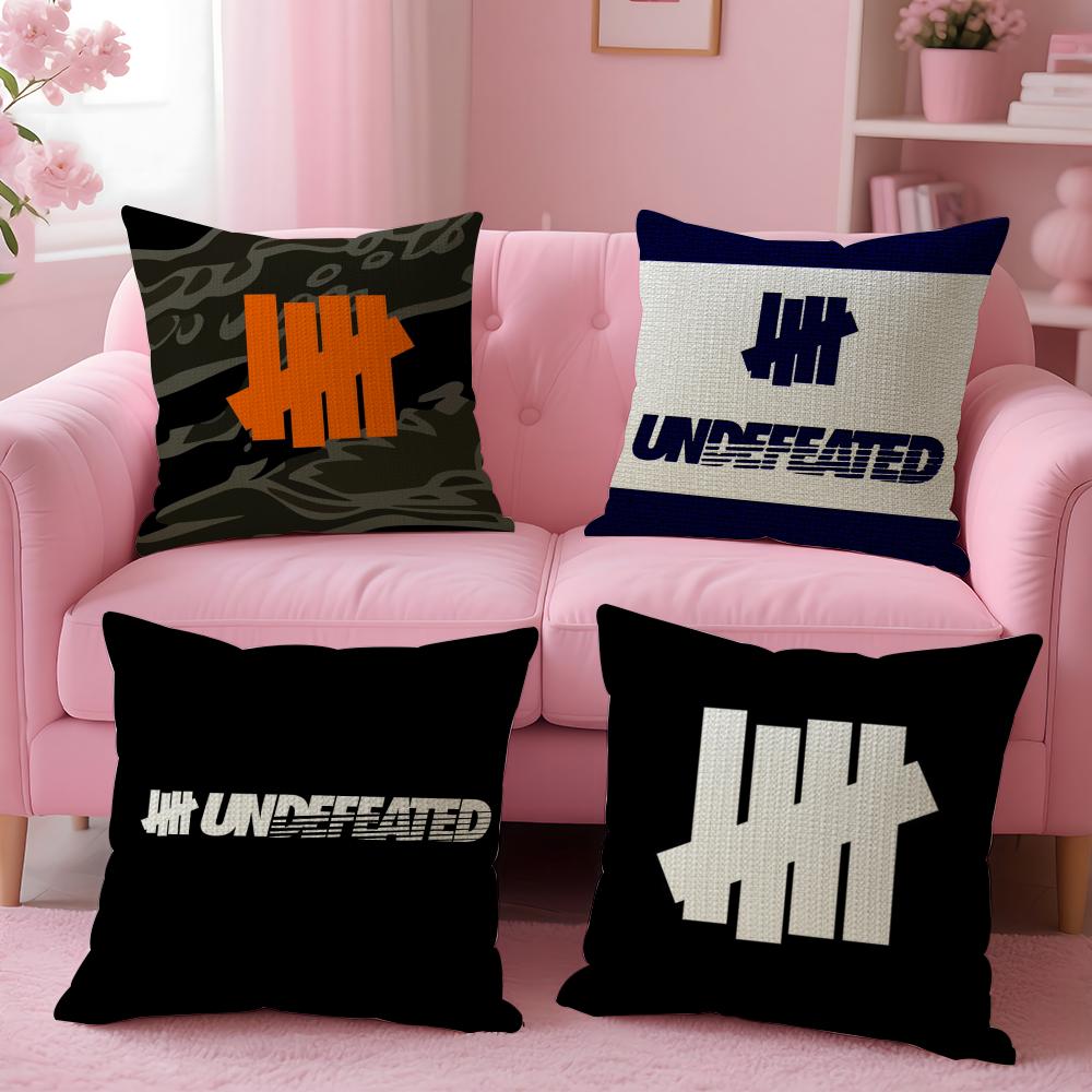 U-Undefeated Trend Cushion Cover Natural Linen Organic Fabric Double-Sided Printing Sofa Home Decor Gift Pillow Case