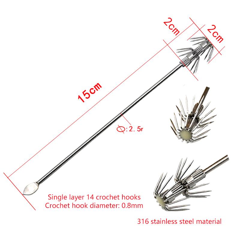 1/8/10/20Pcs/ Box Umbrella Hooks Live Bait Hooks Squid Blow Tubes Octopus Squid Hooks Stainless Steel Fishing Gear Accessories