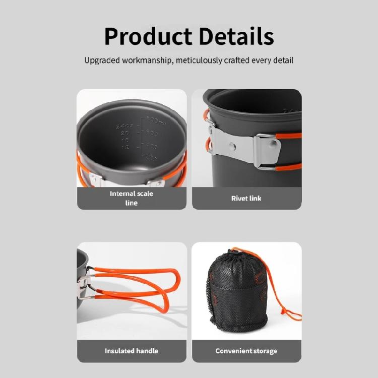 Portable Camping Cooking Utensil with Folding Handle Outdoor Tableware Pot Backpacking Pots and Pans Easy to Use