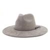 Unisex Suede Felt Fedora Hat Wide Brim Flat Edge Elegant Classic Gentleman Hat