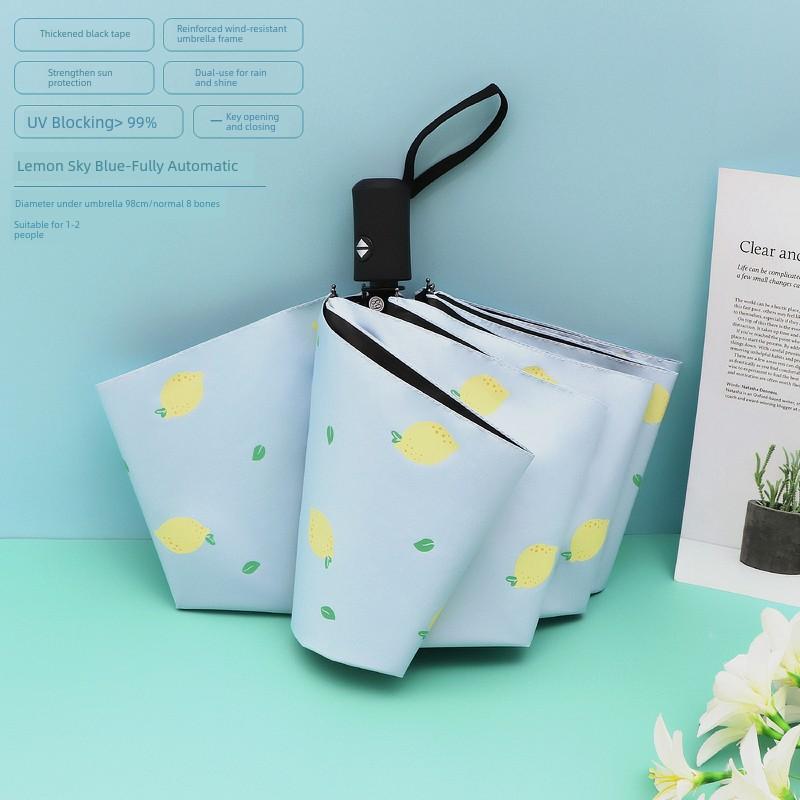 Fresh Print Umbrella Female Student Foldable Sunny and Rainy Dual-Use Thickened Sun-Proof UV Protection Sun Umbrella