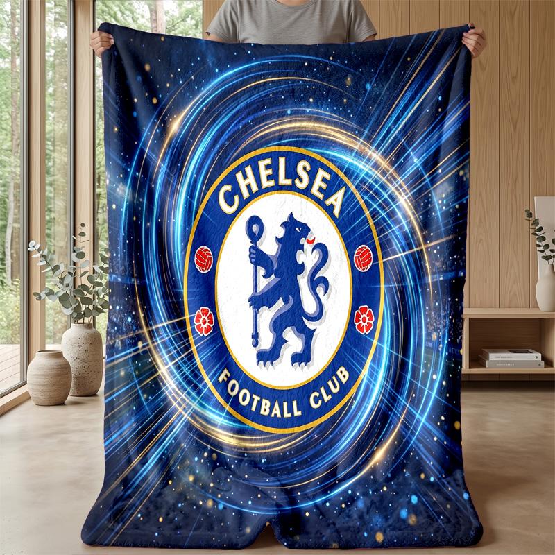 Chelsea FC Theme Blanket Soft Flannel Blanket Plush Throw Blanket Cozy Sofa Bed Blanket for Home Decor