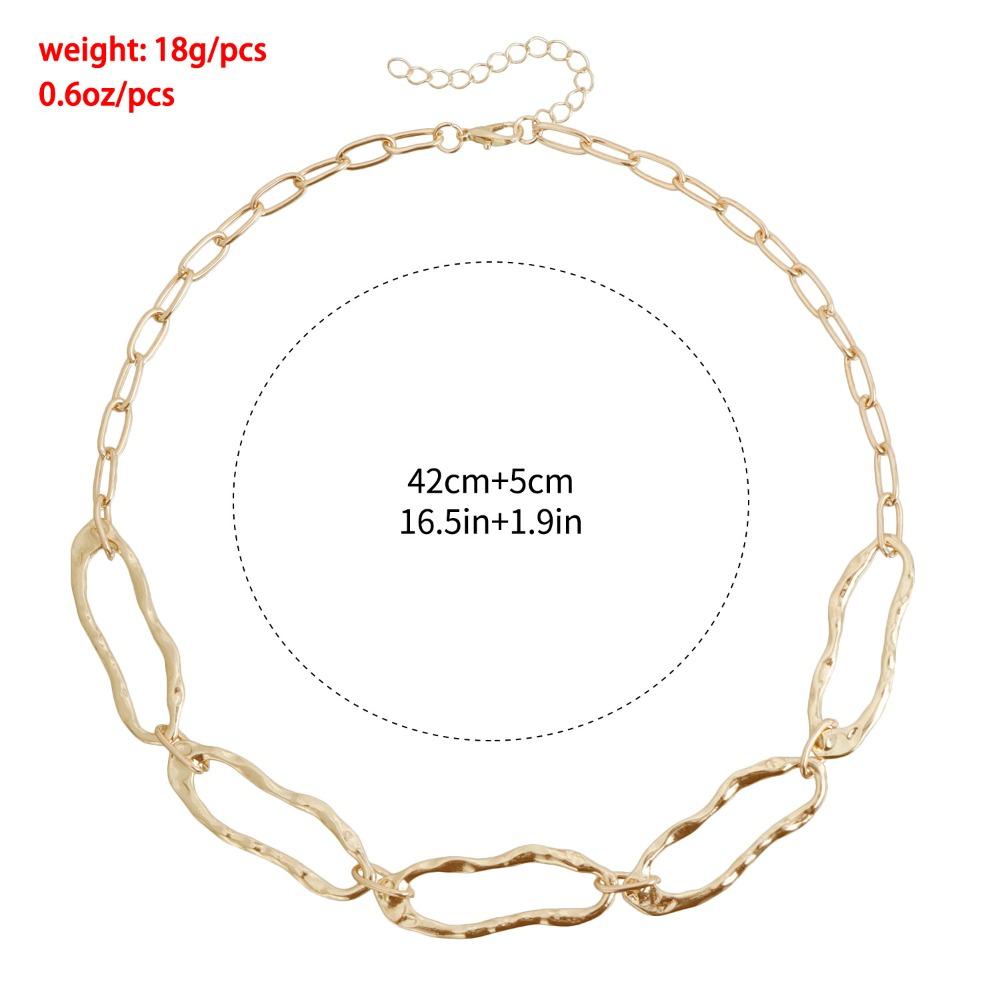 Trendy Minimalist Retro Hammered Irregular Geometry Oval Metal Links Choker Necklace for Women Collar Chain Statement Jewelry