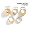 Ingemark 5Pcs/Set Trendy Creative Irregular Smooth Curved Ring for Women Punk Hip-Hop Metal Geometric Chic Rings Party Jewelry
