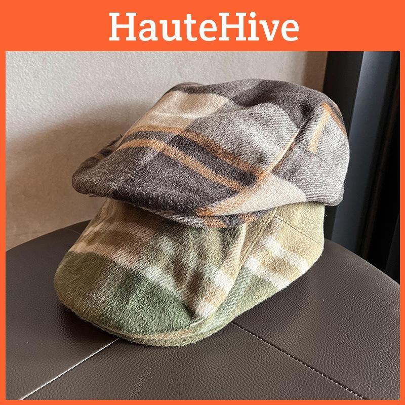 Autumn Winter Plush Blend Newsboy Hat With Short Brim And Warmth For Casual Wear Men Women