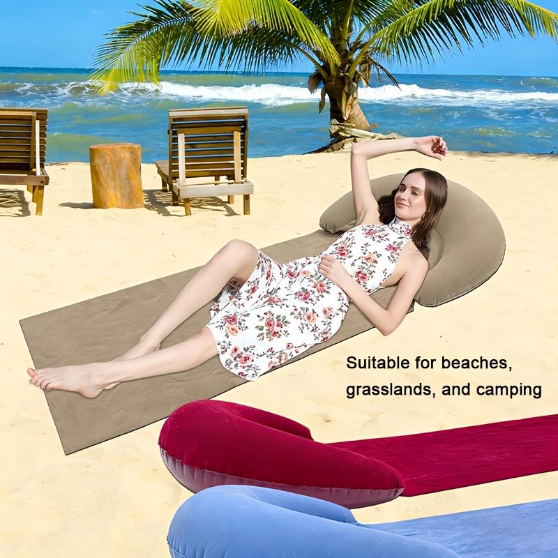 1Pc Beach Mat With Inflatable Headrest Outdoor Mat Anti-Sand Suitable For Outdoor Camping And Picnics Single Person Sleeping Mat Foldable Portable