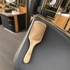Natural Bamboo Wooden Detangle Hair Brush Portable Paddle Nylon Airbag Massage Comb Styling Tool Salon Use