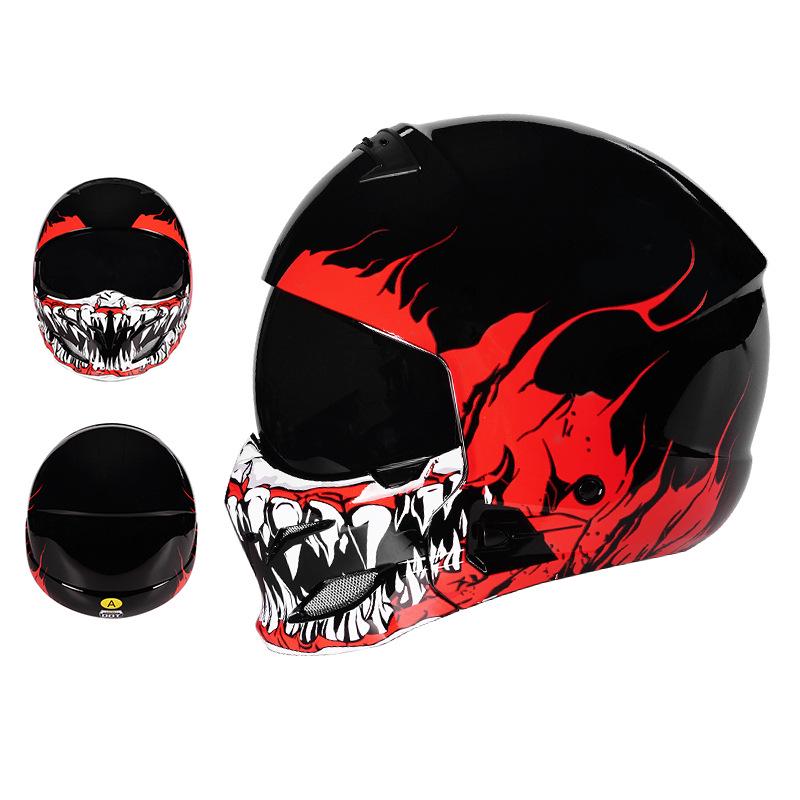 3C Certified Full Face Retro Motorcycle Helmet for All Seasons - Men's and Women's Scorpion Combination Half Helmet